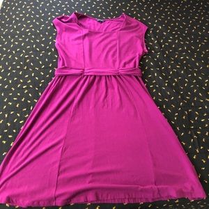 Lands' End Purple Midi Jersey Dress Size L 14/16